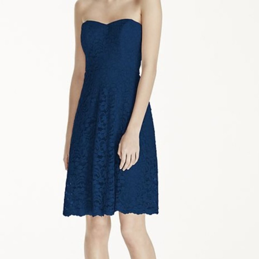 Davids Bridal Strapless Lace Dress Size 14